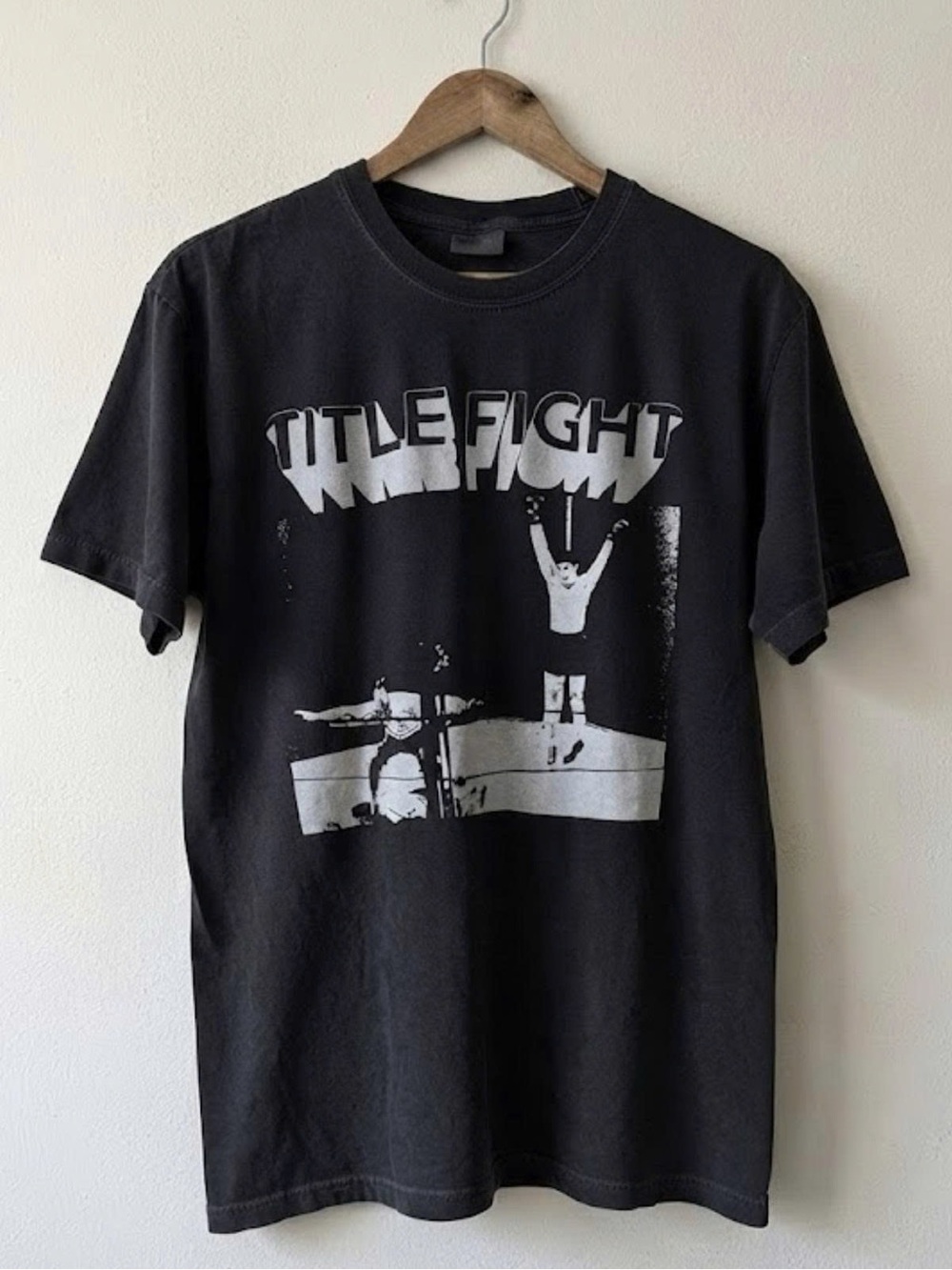 Gildan Black Short Sleeve Tee with White 'TITLE FIGHT' Graphic | Unisex Shirt